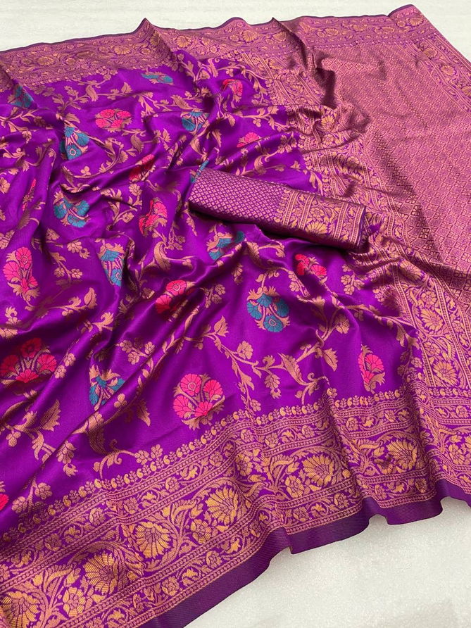 MF 75 Banarasi Soft Lichi Silk Designer Saree Suppliers In India